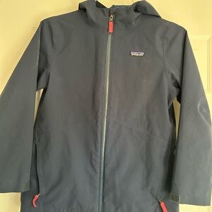 Patagonia Kids Dark Blue Raincoat with pink Accents